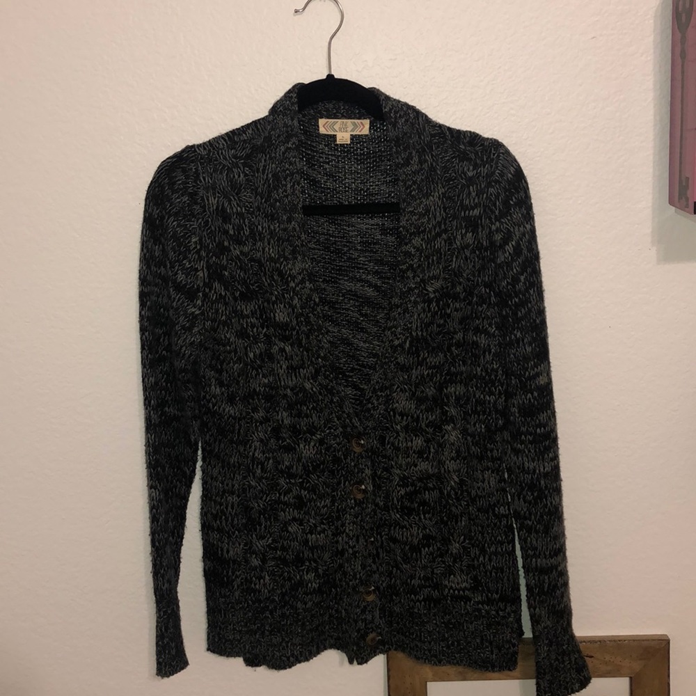 Black and gray marble cardigan sweater